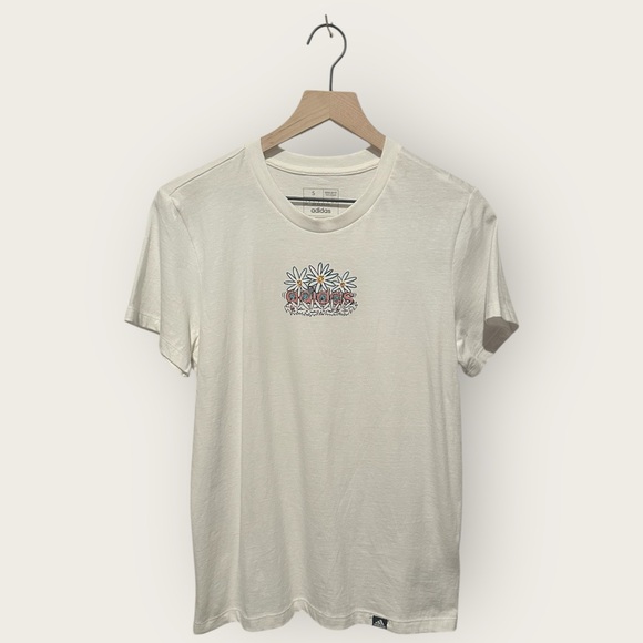 Adidas Women’s White/Cream Daisies Short Sleeve T Shirt - Picture 1 of 5